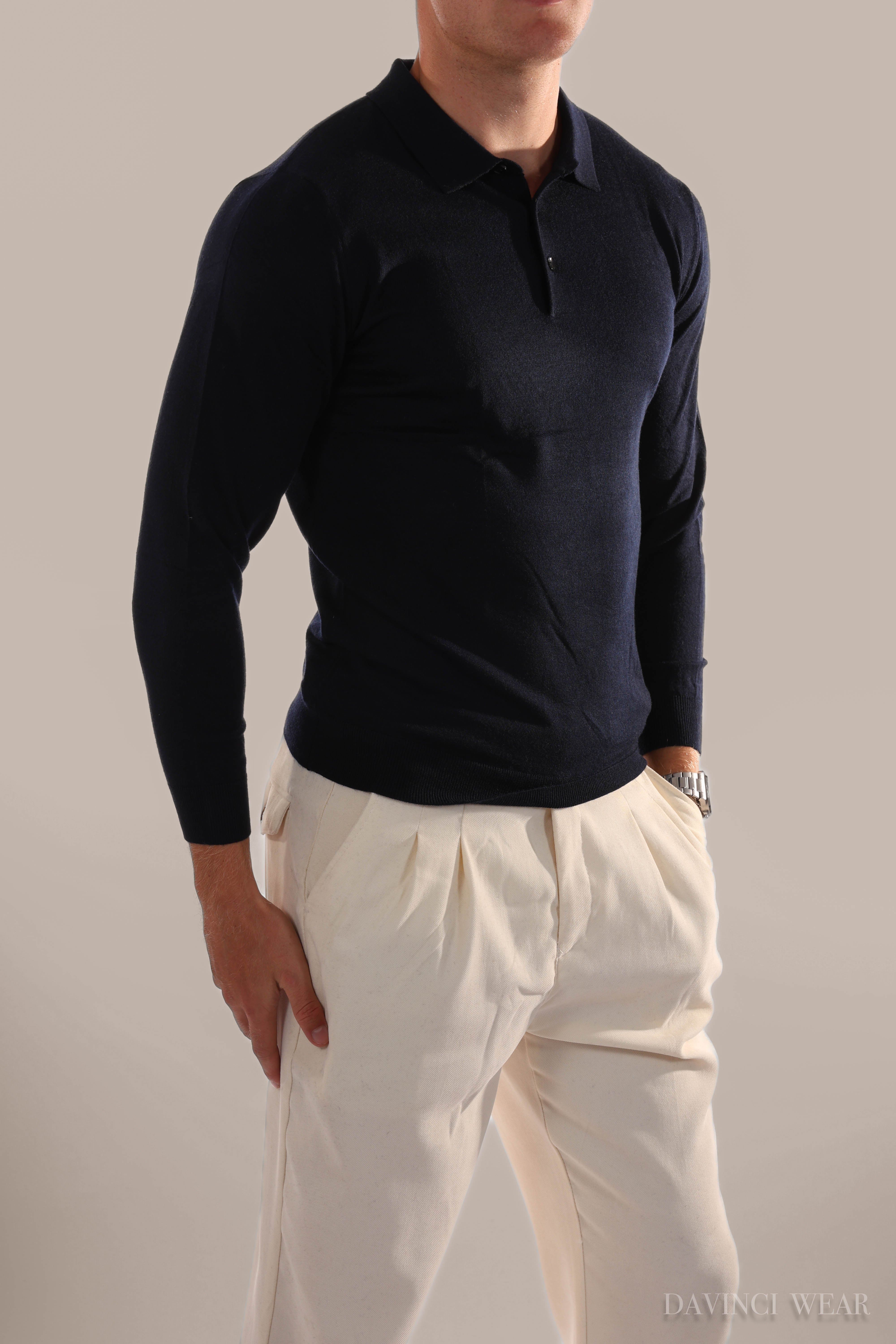 DriDa poloshirt met lange mouwen van stof