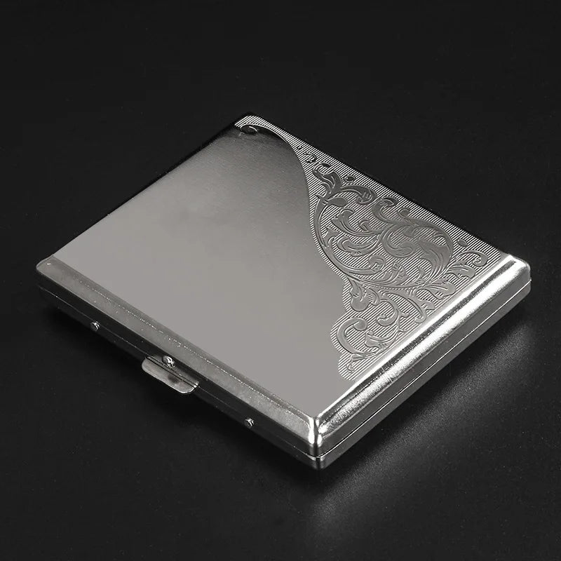 Draagbare Metalen Sigaret Doos Houder 18 Stuks Sigaretten Case Box Houder Container Gegraveerde Sigaret Opbergdoos Cadeau