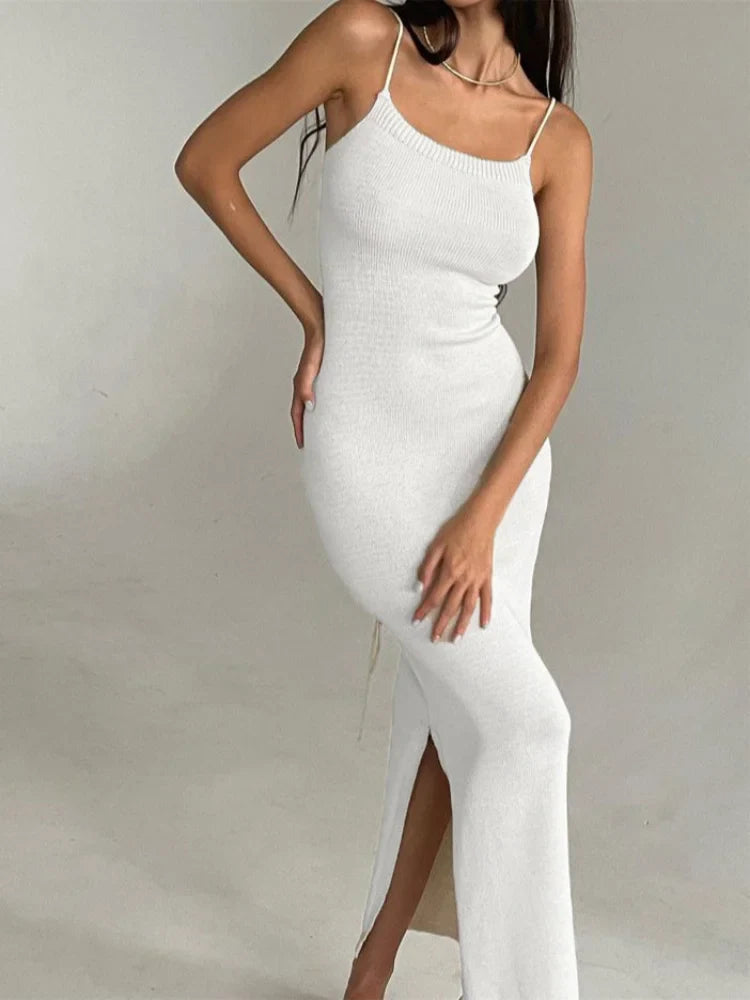 Elegante Witte Gebreide Maxi-Jurk - Marianne