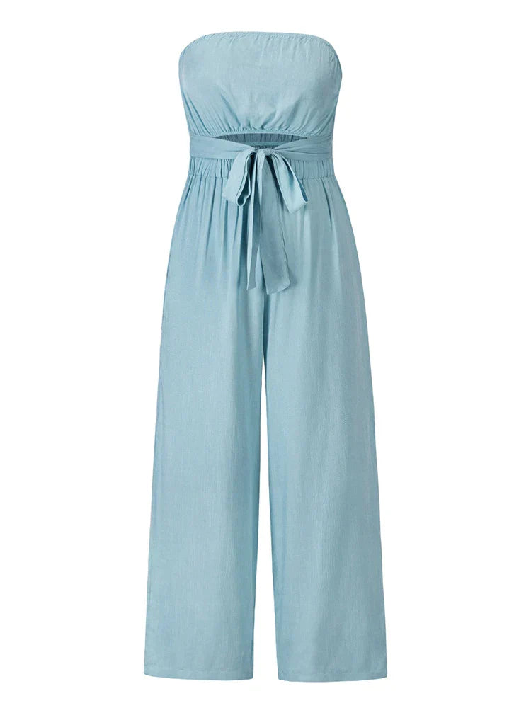 Janela Elegante Strapless Jumpsuit