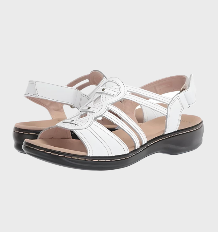 Gracie | comfortabele leren platte sandalen met open teen voor vrouwen met steun voor de voetholte