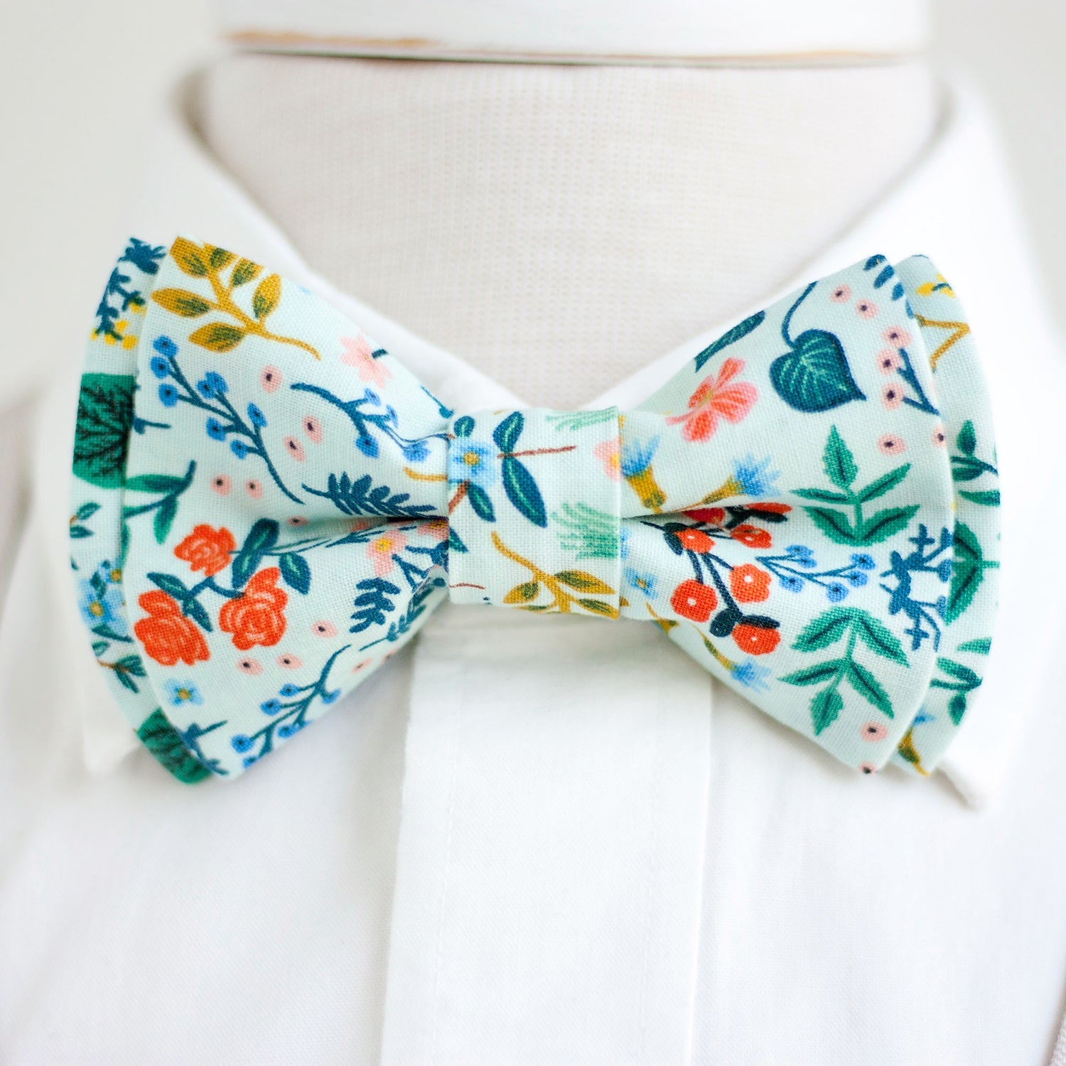 DriDa Voorgestrikte Vlinderdas Heren – Mint Metallic Floral
