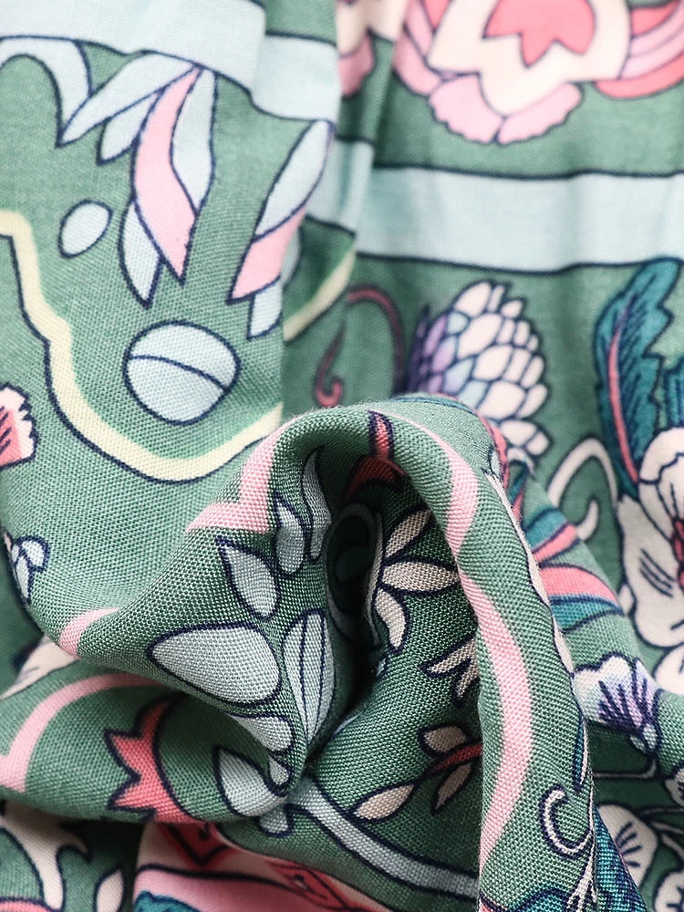 Groen Boho Mini-Jurkje -