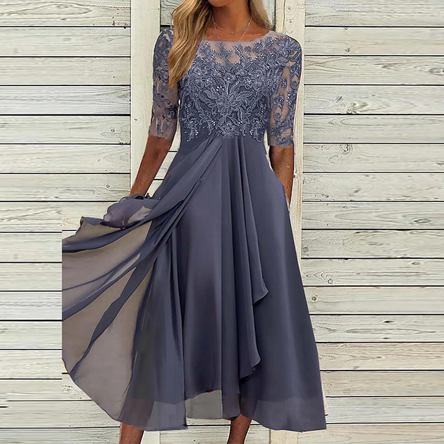 Donkerblauw Chic Zomerkleed