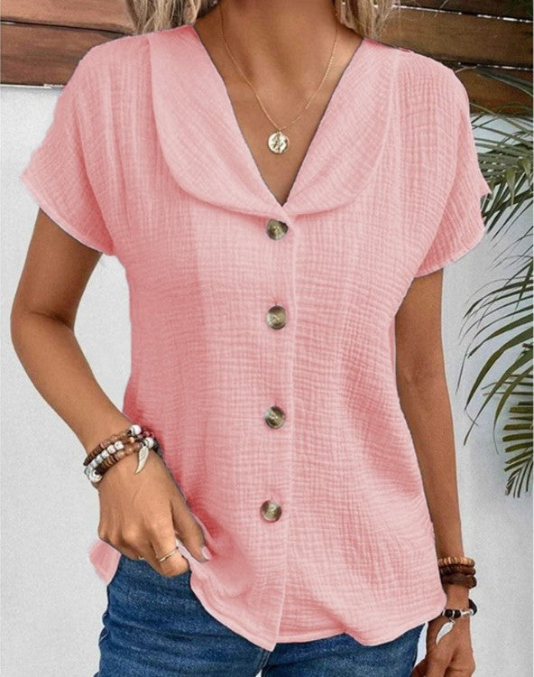 Knoopsluiting Blouse Voor Vrouwen