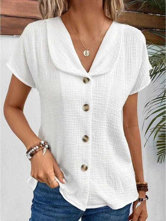 Knoopsluiting Blouse Voor Vrouwen