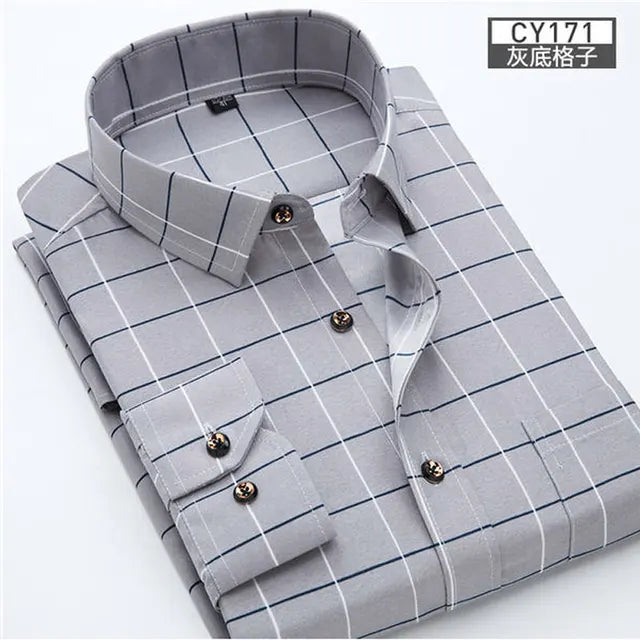 Nieuwe Heren Shirt Lange Mouwen Lente En Zomer Dunne Zakelijke Vrijetijdskleding Mode Ademende Slanke Print Hoge Kwaliteit Plaid - AliExpress 200000343