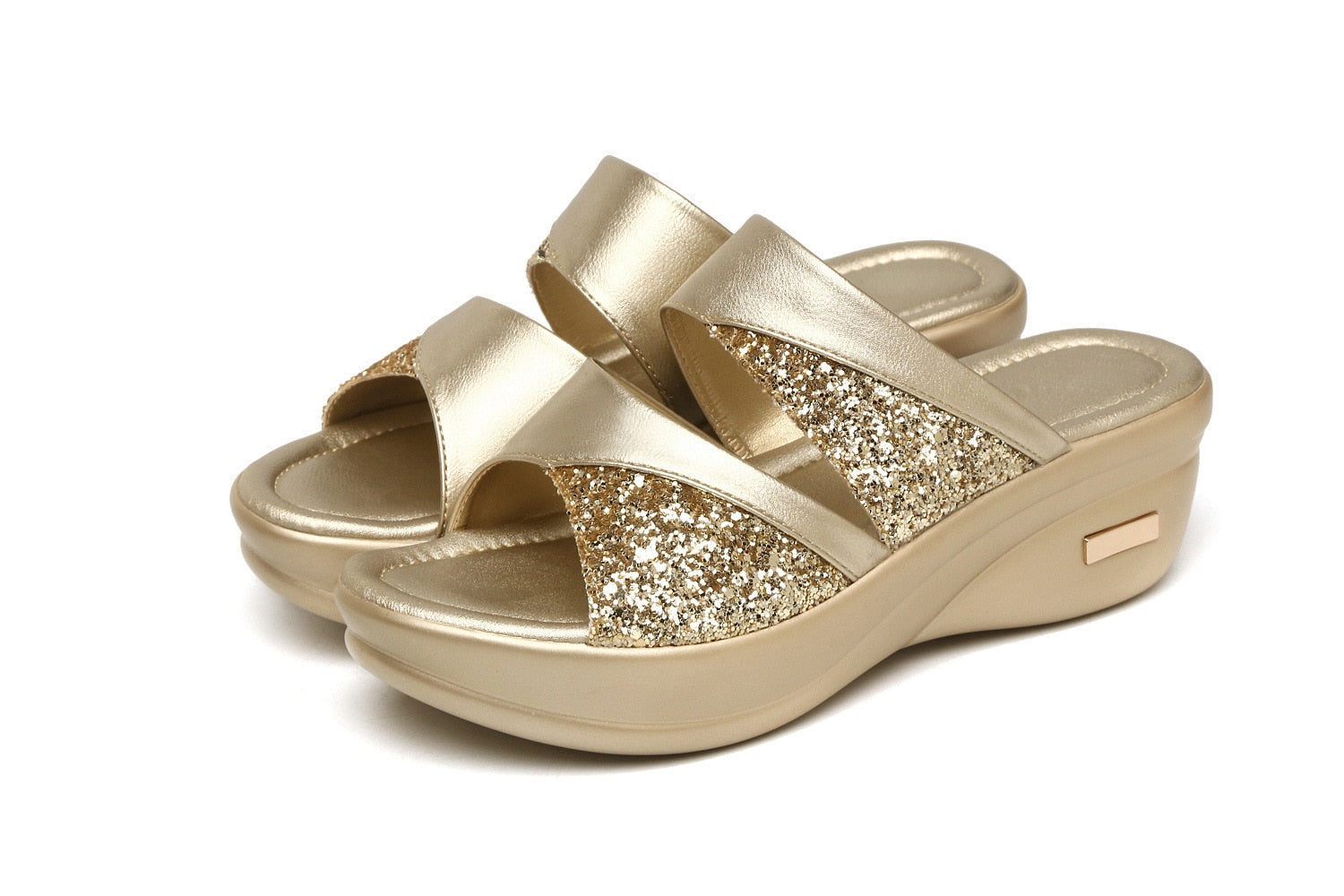 Puck Zomers gouden open-toe sandalen voor dames