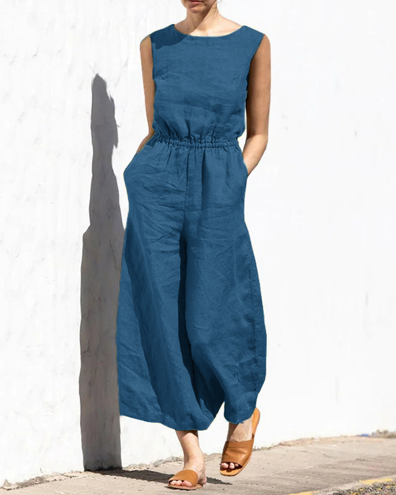 Sarah Jumpsuit | Sleeveless & Wide-leg design