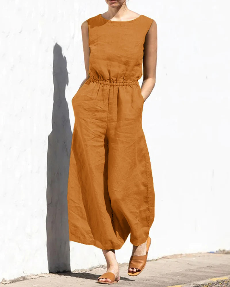 Sarah Jumpsuit | Sleeveless & Wide-leg design