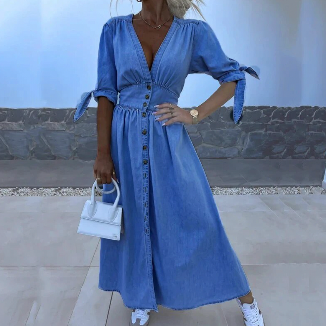 Denim maxi jurk