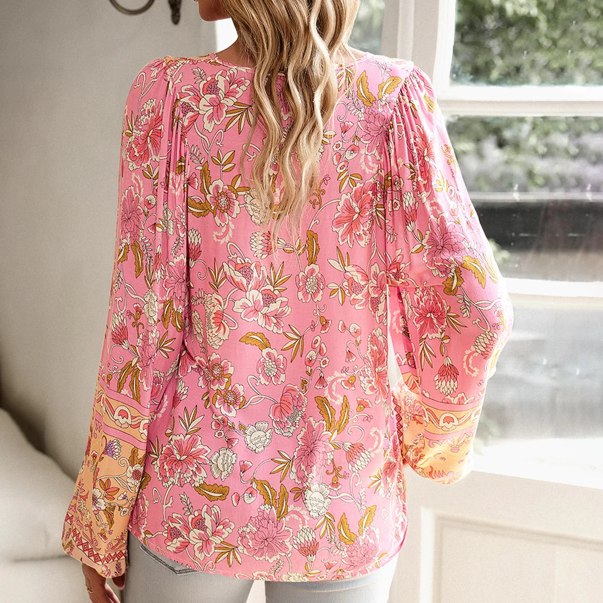 Paarse Boho Bloemenblouse - DriDa