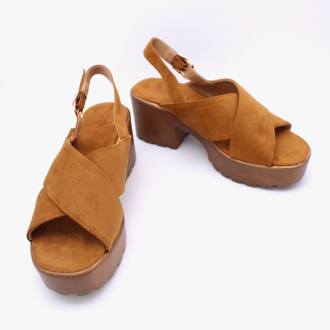 Udele | Vrouwen Criss Kruis Hout Plateau Sandalen DriDa