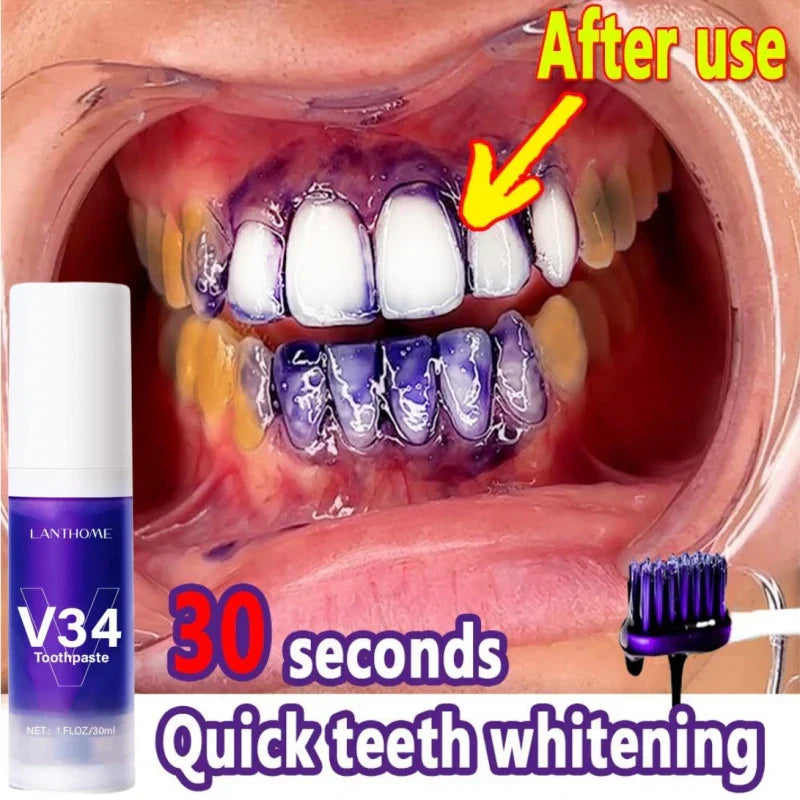 V34 Pro Purple Corrector Tanden Whitening Tandpasta Email Care Easy Smile Removal Plaque Vlek Verminderen Vergeling Orale Schone Verzorging -DriDa