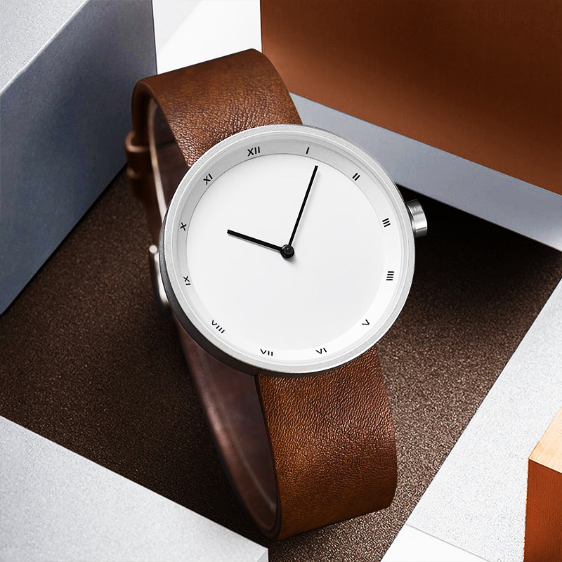 Kwarts Minimalistisch Leren Horloge Voor Mannen