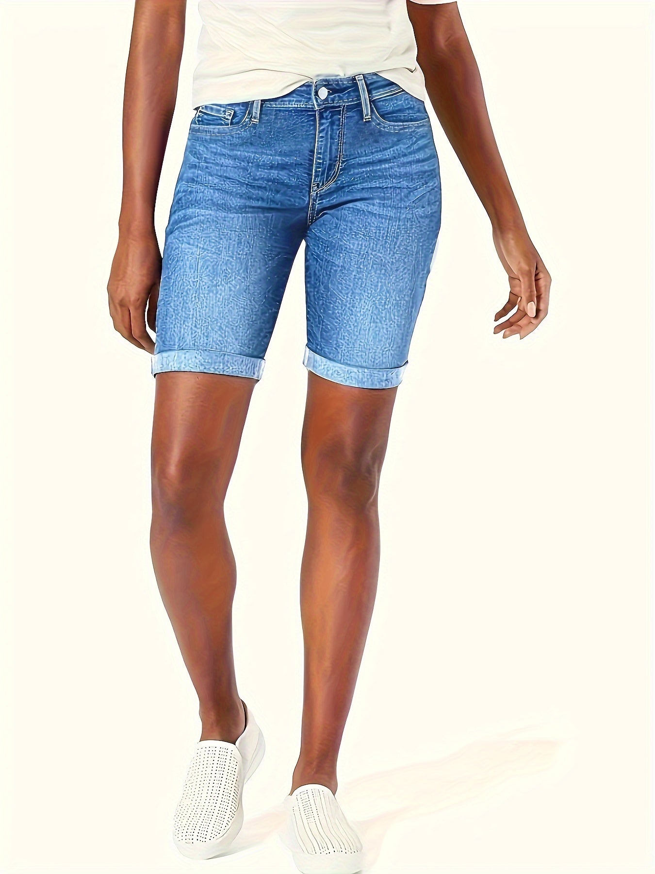 Blauwe Slim Fit Denim Shorts