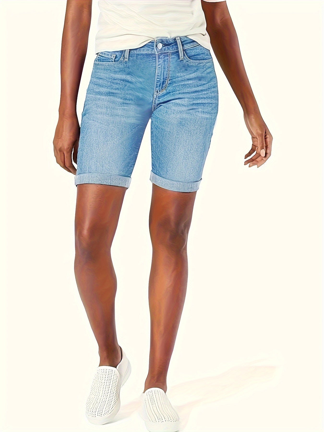 Blauwe Slim Fit Denim Shorts