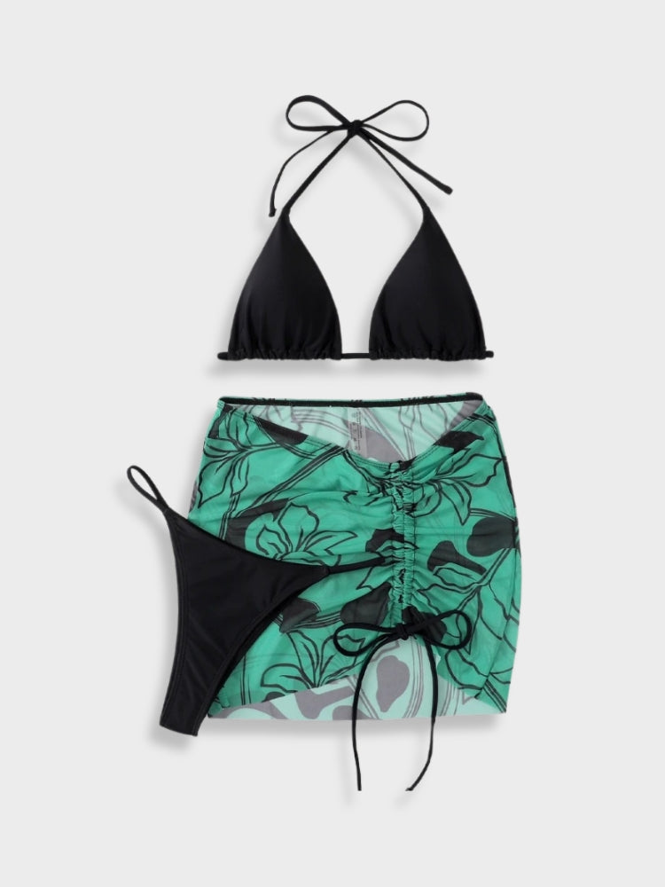 Printed Skirt Beach Set - 3 Pieces