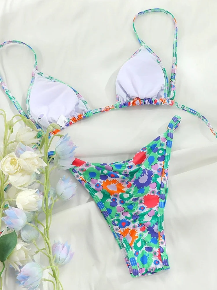 Colorful Print Bikini Set