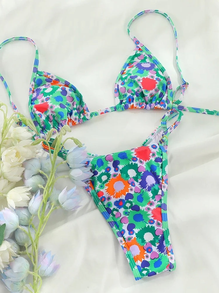 Colorful Print Bikini Set