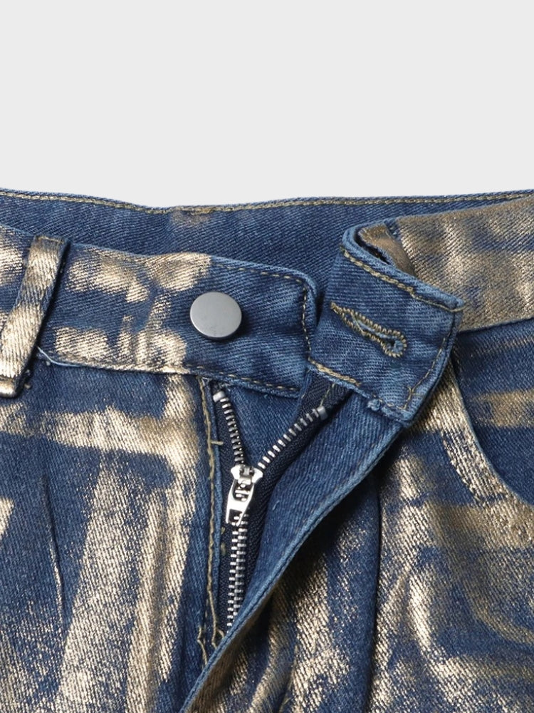 DriDa metallic gewassen vintage denim