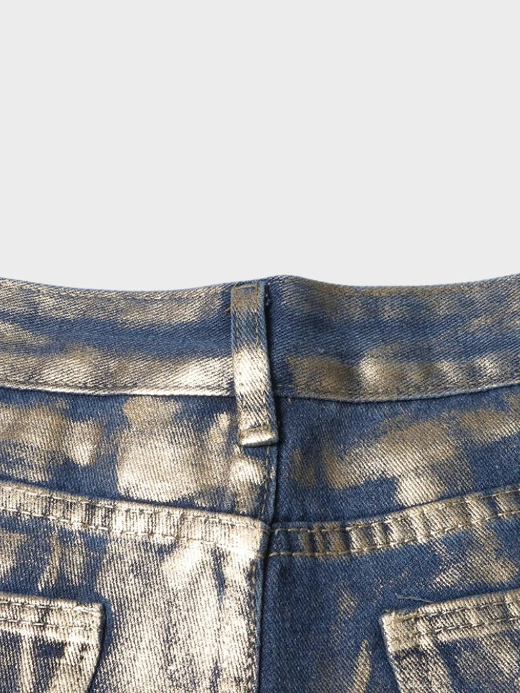 DriDa metallic gewassen vintage denim