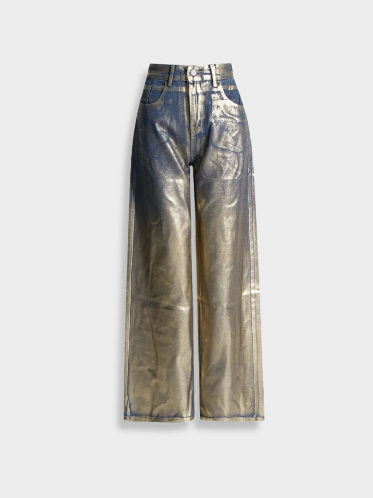 DriDa metallic gewassen vintage denim