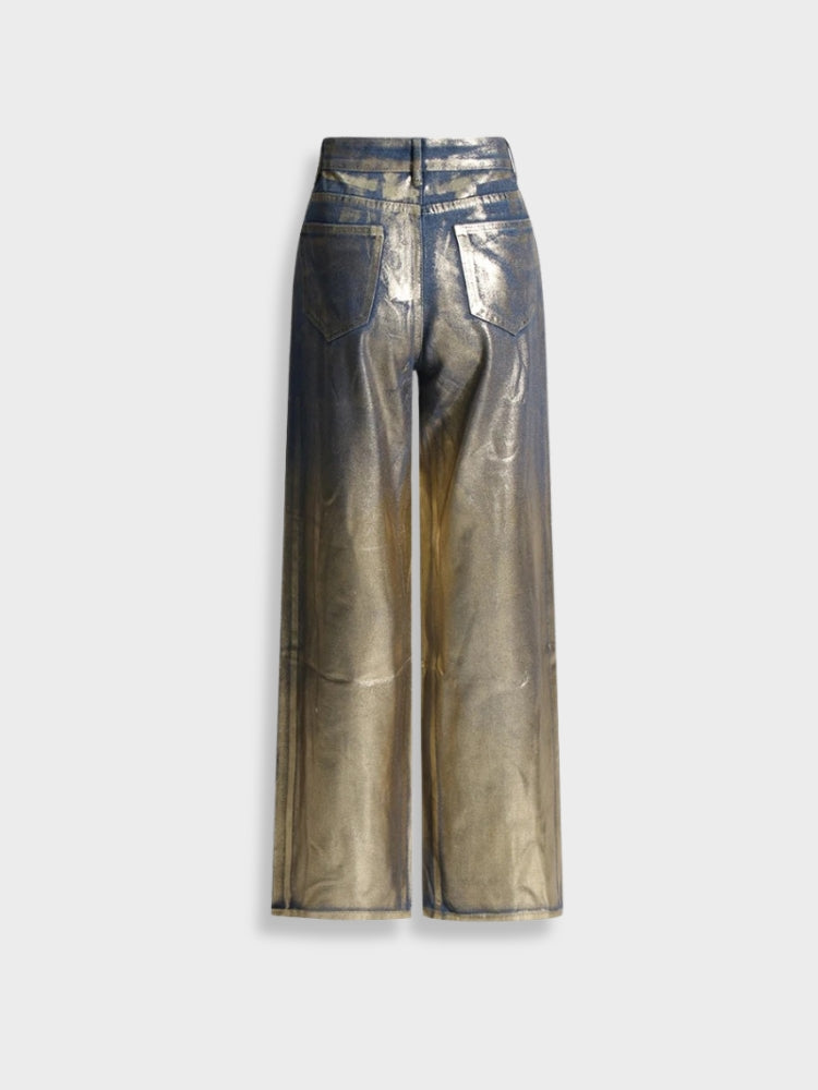 DriDa metallic gewassen vintage denim