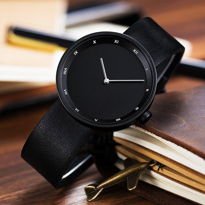 Kwarts Minimalistisch Leren Horloge Voor Mannen