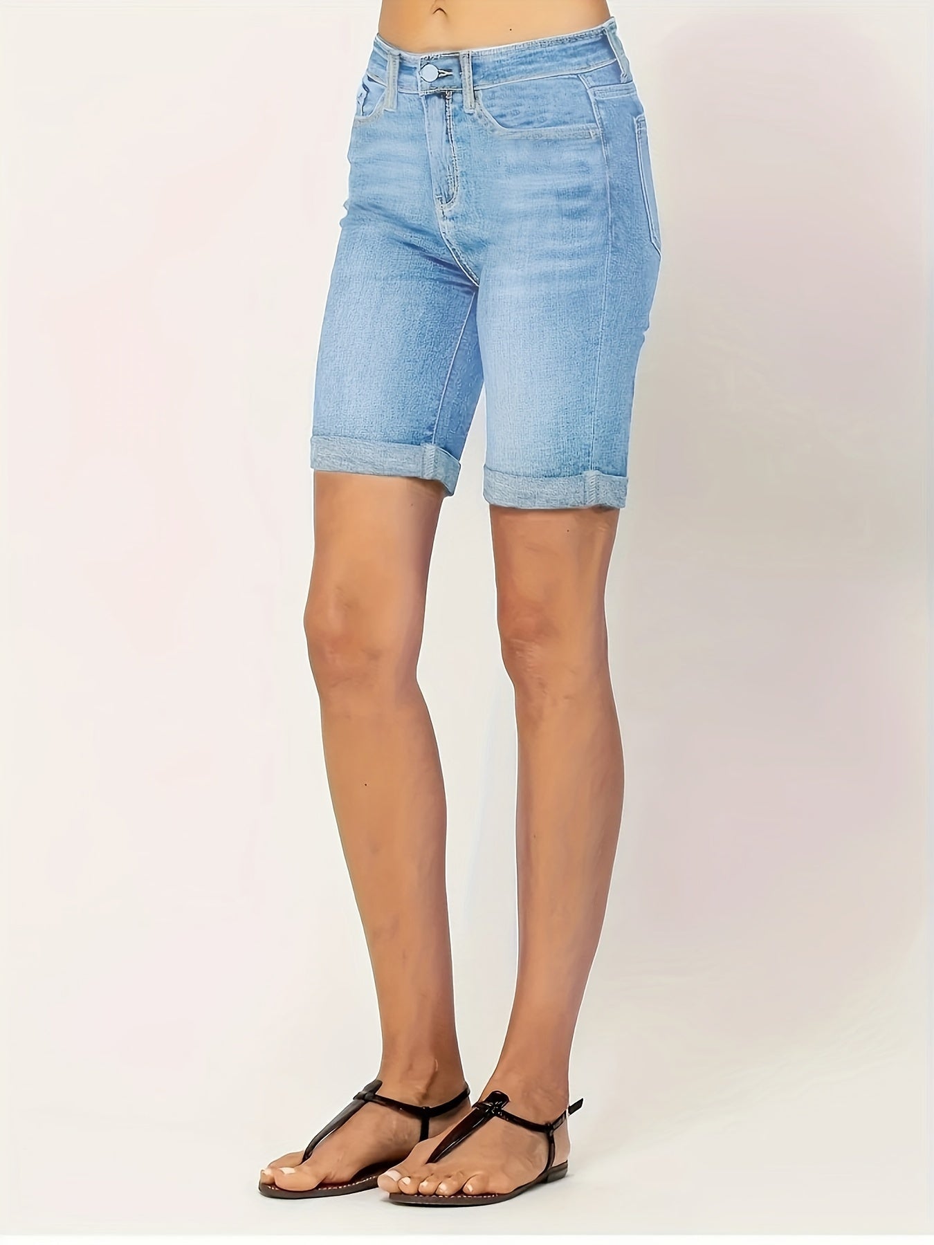 Blauwe Slim Fit Denim Shorts