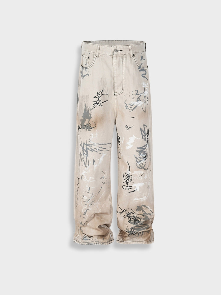 DriDa handgeschilderde graffiti baggy jeans