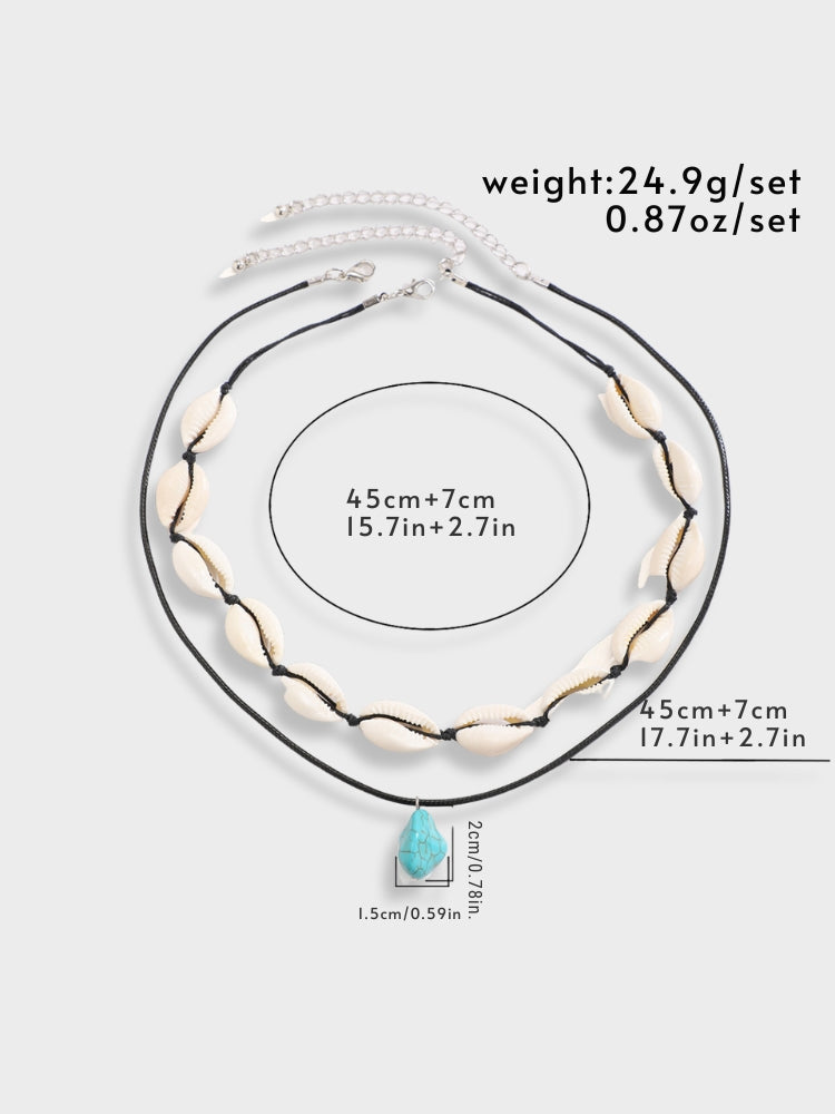 Sea Shell Beach Choker with Stone Pendant