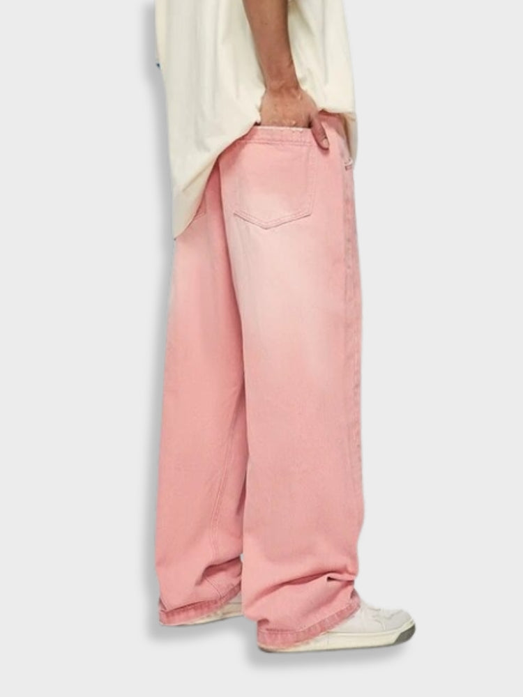 Pink Vintage Washed Denim Jeans