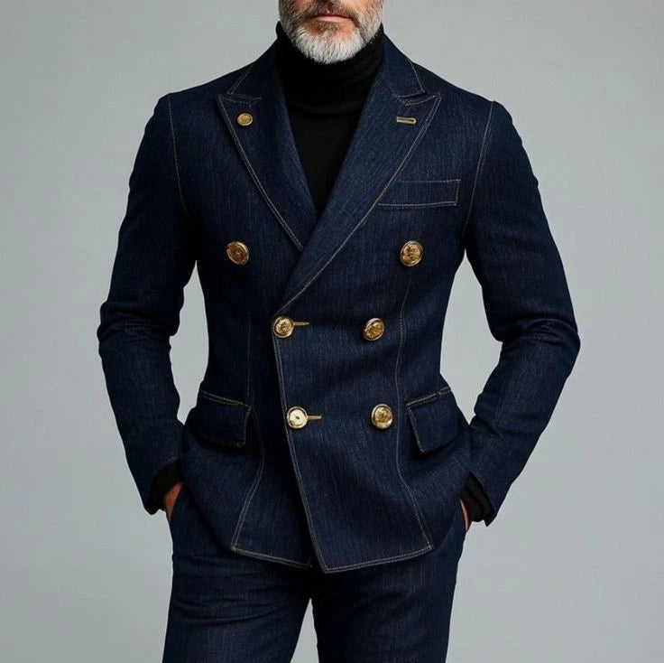 Donkerblauw Denim Herenkostuum