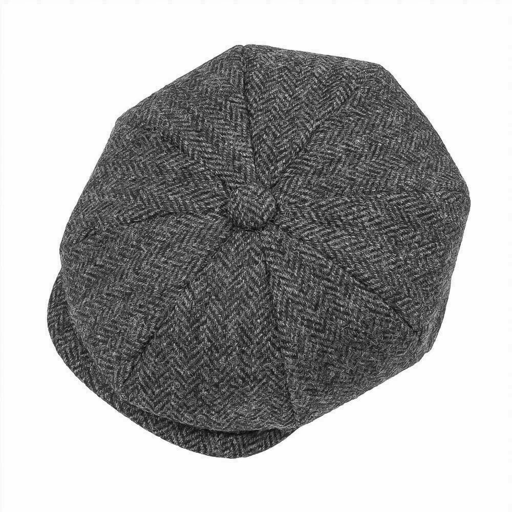 DriDa Kwalitatieve Wolmix Grijze Tweed Newsboy Cap