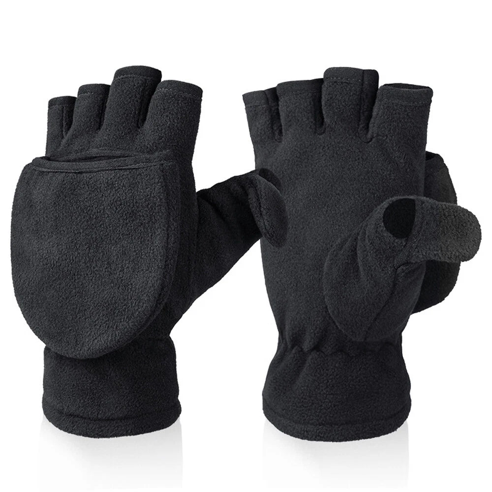 DriDa Winter Fingerless Gloves Convertible Flip Top Mittens