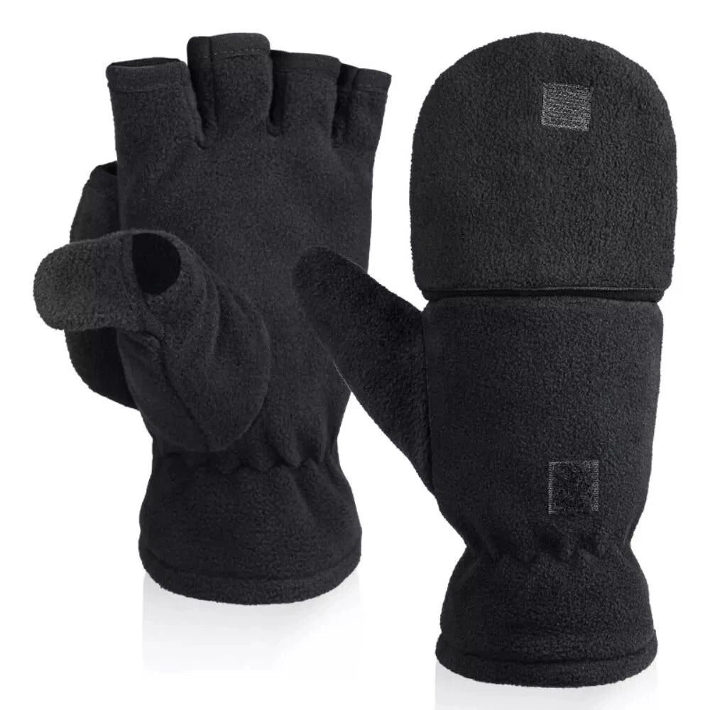 DriDa Winter Fingerless Gloves Convertible Flip Top Mittens