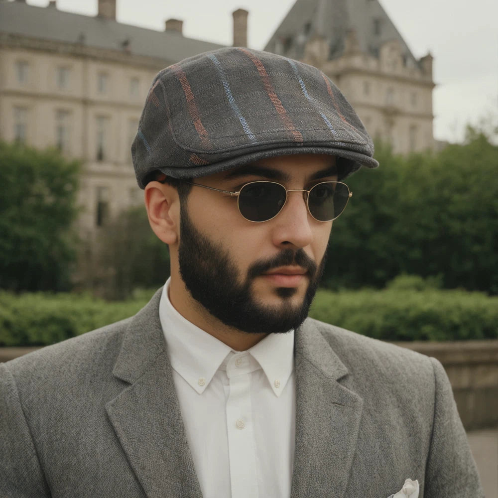 DriDa Grijze Plaid Ivy Flat Cap voor Mannen