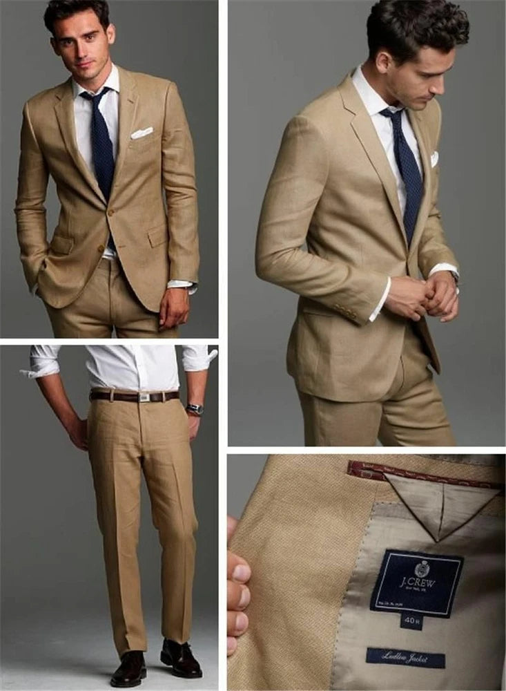 Khaki Slim Fit Herenkostuum