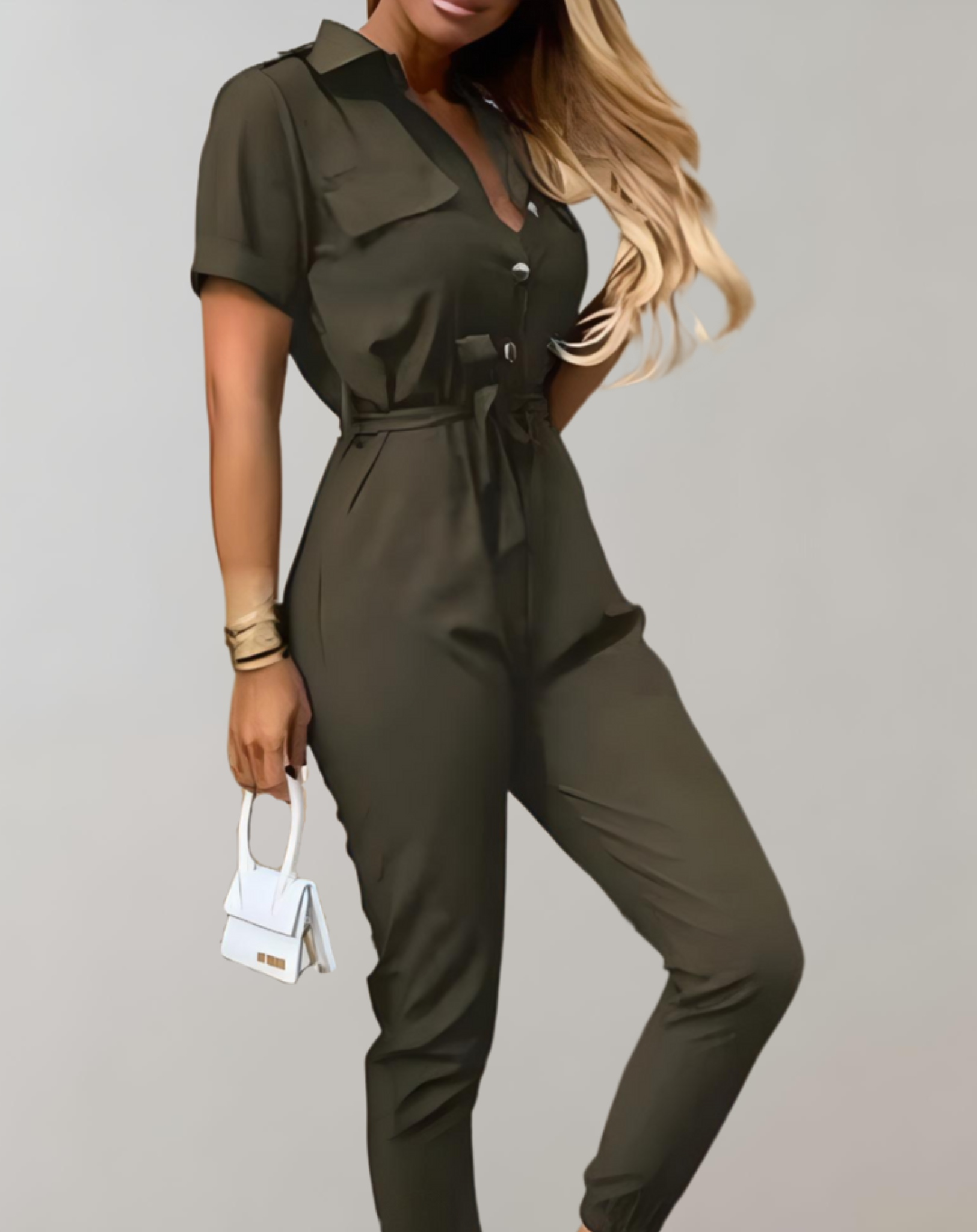 Lieke Bodycon jumpsuit met knopen en strikbandjes